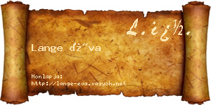 Lange Éva névjegykártya